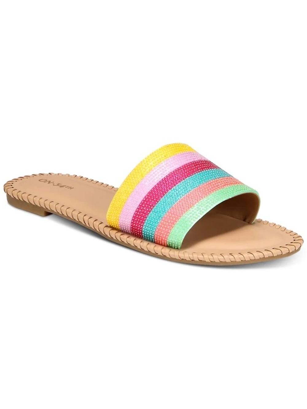 0187: On•34th Striped Multicolor Slide Sandal - Women